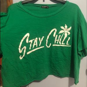 green crop top